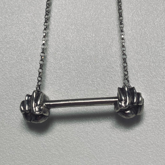 STOCK CLEARANCE - Silver Barbell Necklace