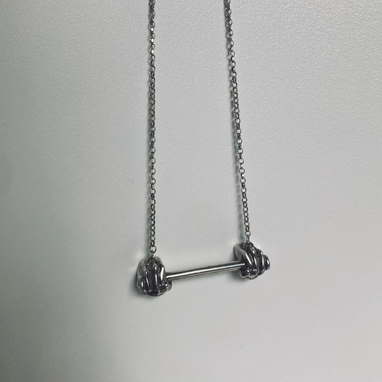 Silver Barbell Necklace