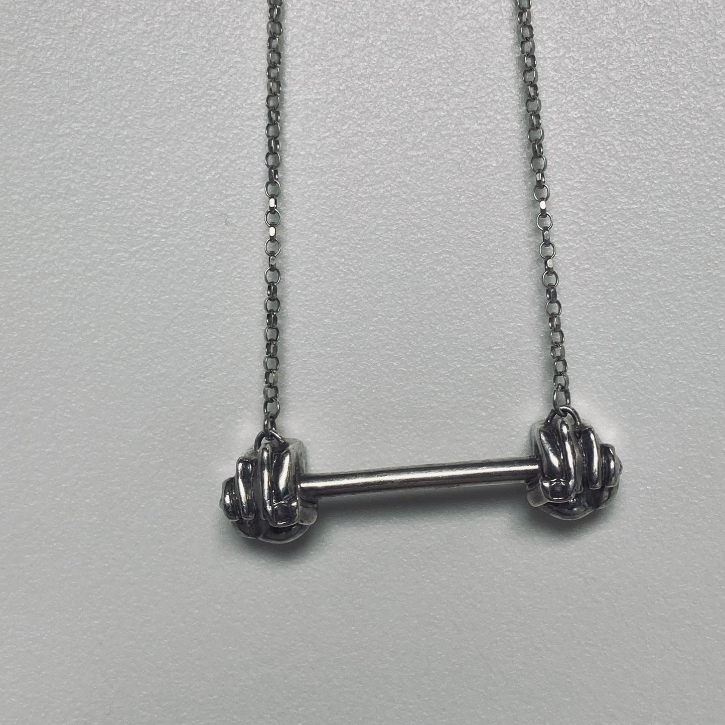 Silver Barbell Necklace