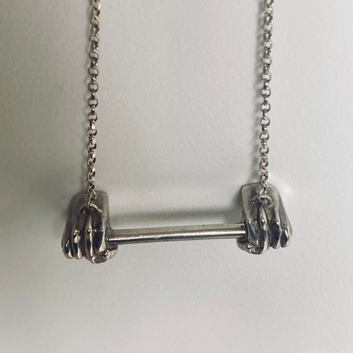 Silver Barbell Necklace